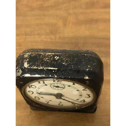 Vintage Black Westclox USA Fortune Square Alarm Clock La Salle IL Untested