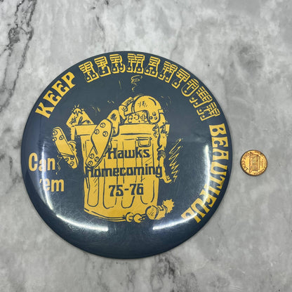 1975-76 Hermantown Hawks Homecoming Football Large Pinback Button MN 6” SF1