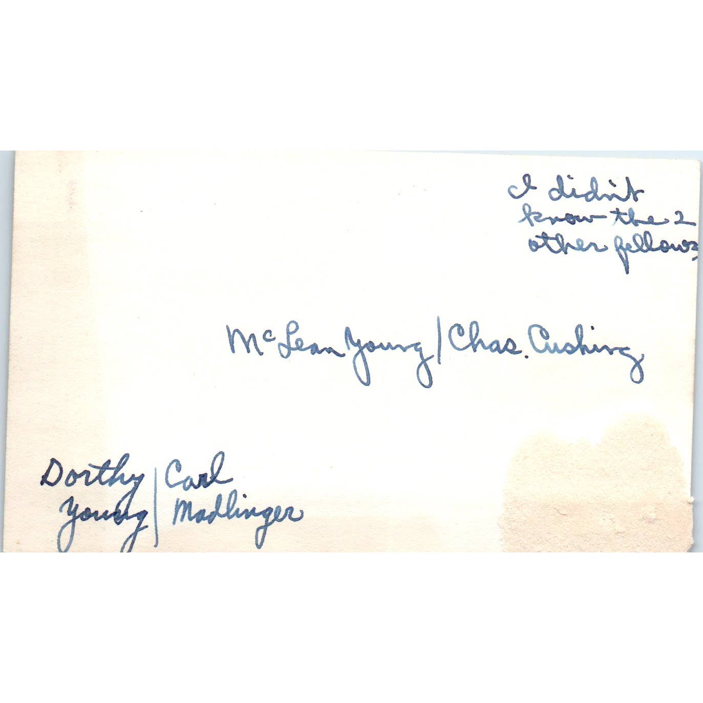 Antique Photograph McLean Young Chas Cushing Dorothy Young Carl Madliinger SE5