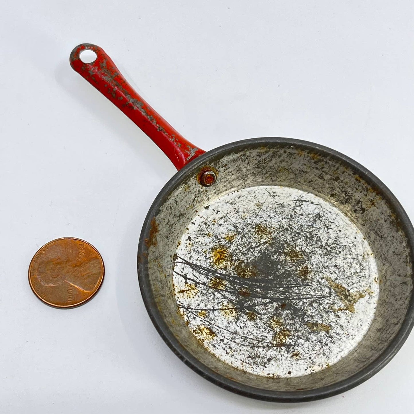 Vintage Enamel Tin Toy Frying Pan Dollhouse  SD4