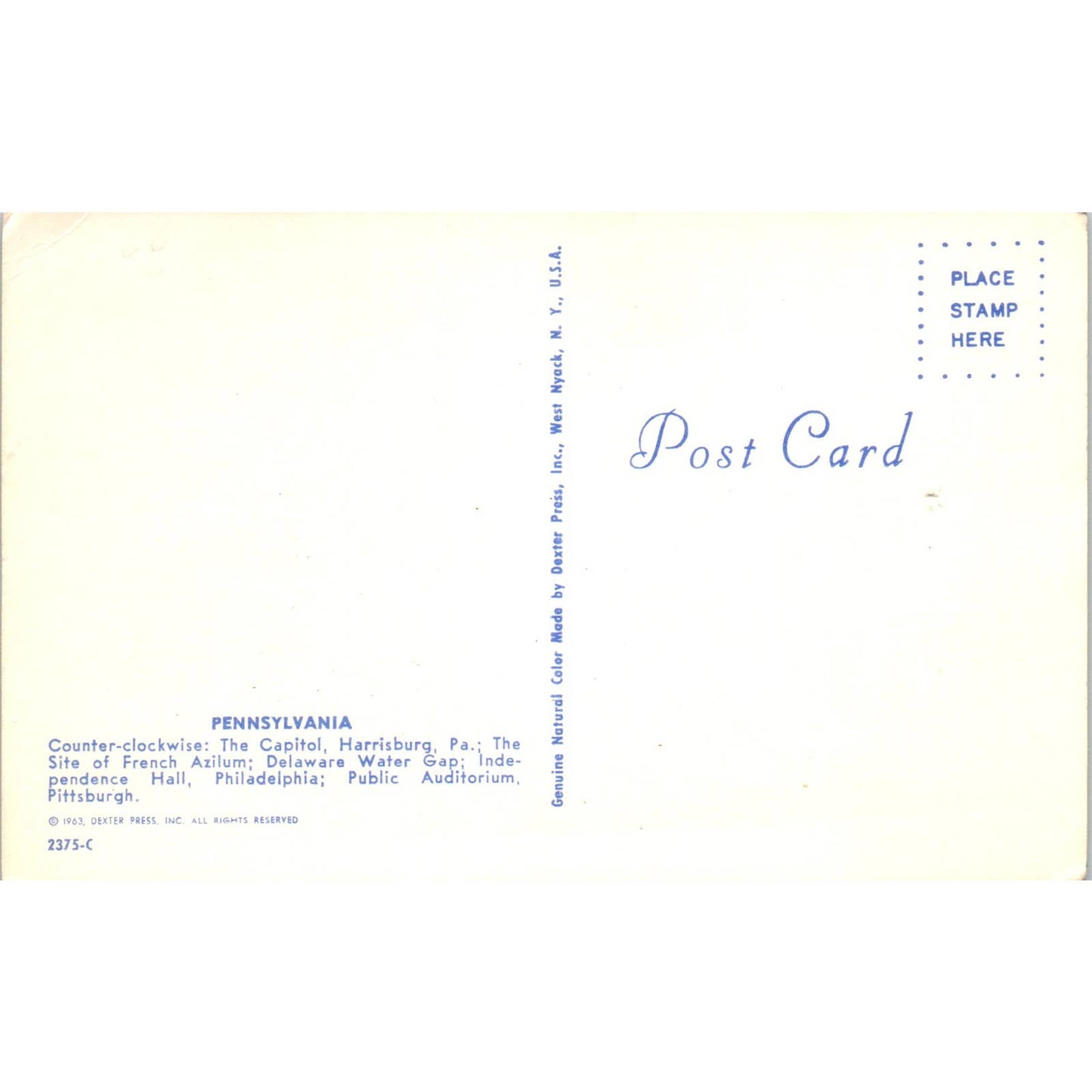 Vintage Postcard Pennsylvania Painter's Pallet Keystone State PA TD8-P2