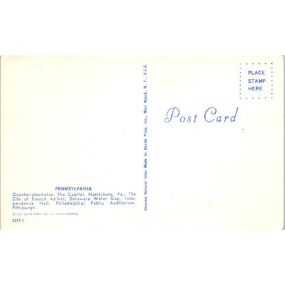 Vintage Postcard Pennsylvania Painter's Pallet Keystone State PA TD8-P2