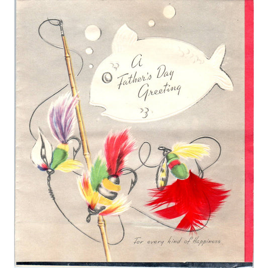 1947 Art Deco Father's Day Card Fly Fishing Theme SF2