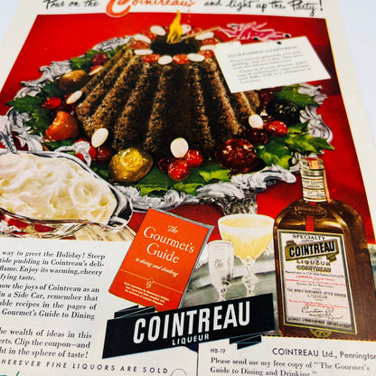 1949 Cointreau Liqueur Christmas Plum Pudding 12.5 x 9.5” TA8