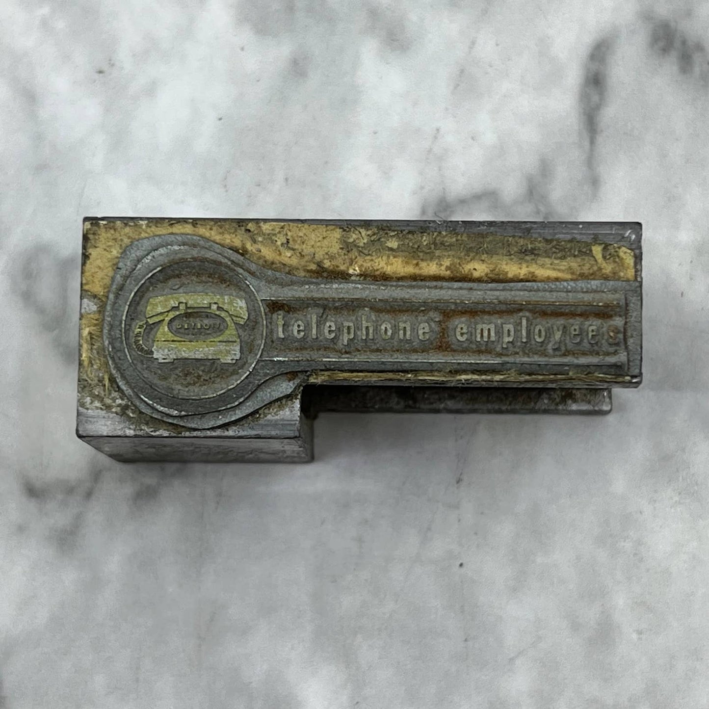 Vintage Printing Letterpress Printers Block Plate Telephone Employee TJ516