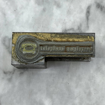 Vintage Printing Letterpress Printers Block Plate Telephone Employee TJ516
