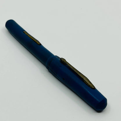 Vintage WEAREVER Blue & Brass Fountain Pen 14k Gold Nib SB9
