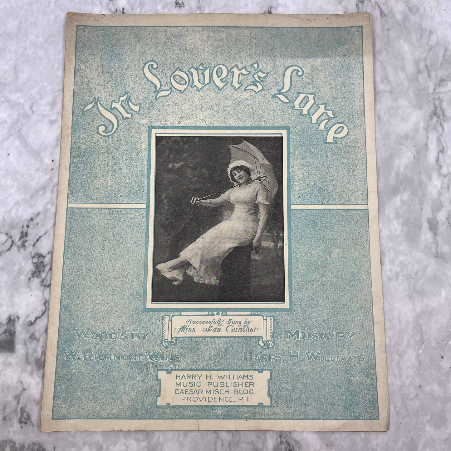In Lover's Lane, Ida Gunther photo, 1912, Vintage Sheet Music TJ4