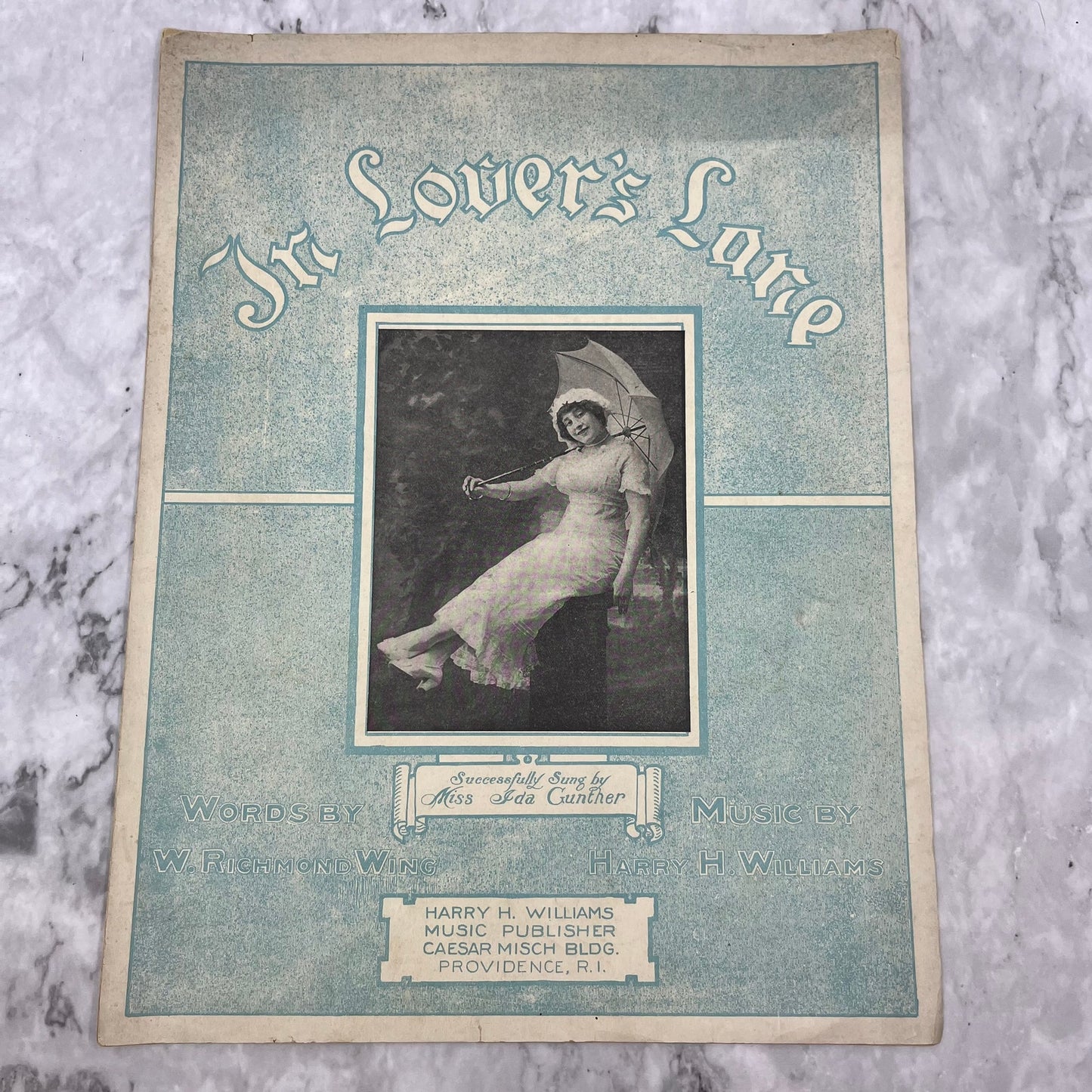 In Lover's Lane, Ida Gunther photo, 1912, Vintage Sheet Music V41-1