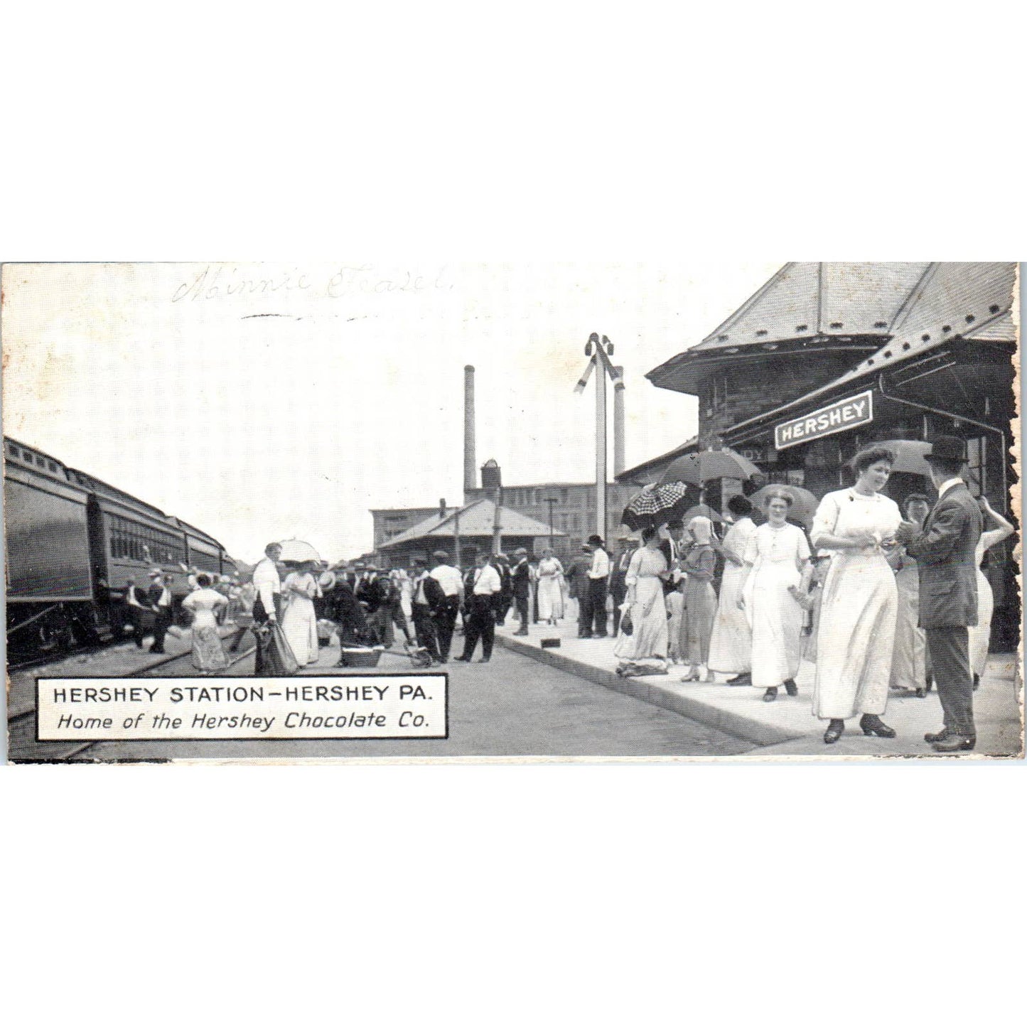 Antique Postcard RPPC Hershey Train Station Hershey Pennsylvania SE8