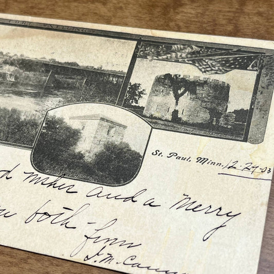 Vintage RPPC Postcard Fort Snelling St. Paul Minnesota Christmas 1903 PA1