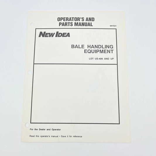 Original New Idea Bale Handling Equipment US-406 Operator's & Parts Manual TB9