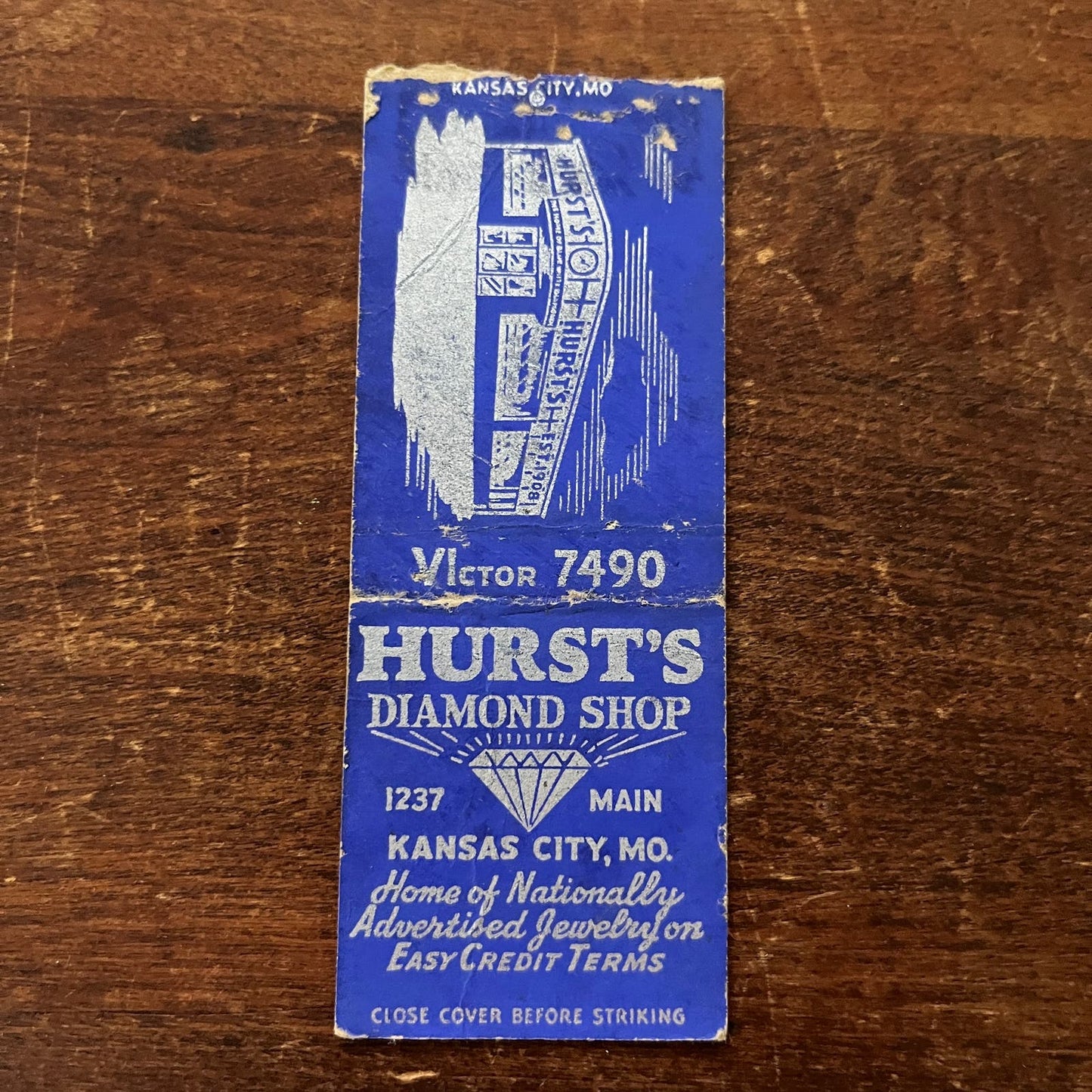 Hurst's Diamond Shop Kansas City MO Advertising Matchbook Cover SB3-M5