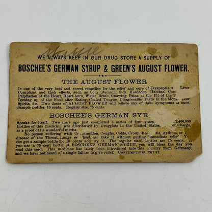 1880s Wood & Cook Boschee’s German Syrup Green’s August Flower Jamestown NY SC5