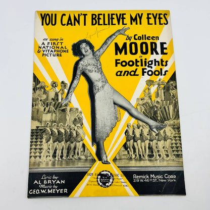 1929 You Can’t Believe My Eyes Colleen Moore Footlights and Fools Sheet Music