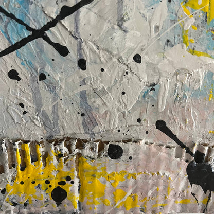 Original LARGE Mixed Media Abstract Art Painting 24x36" That’s Cap w/ COA