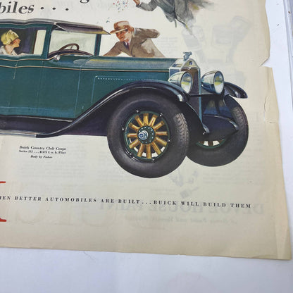 1928 Saturday Evening Post Centerfold Color Buick Automobile Ad FL4