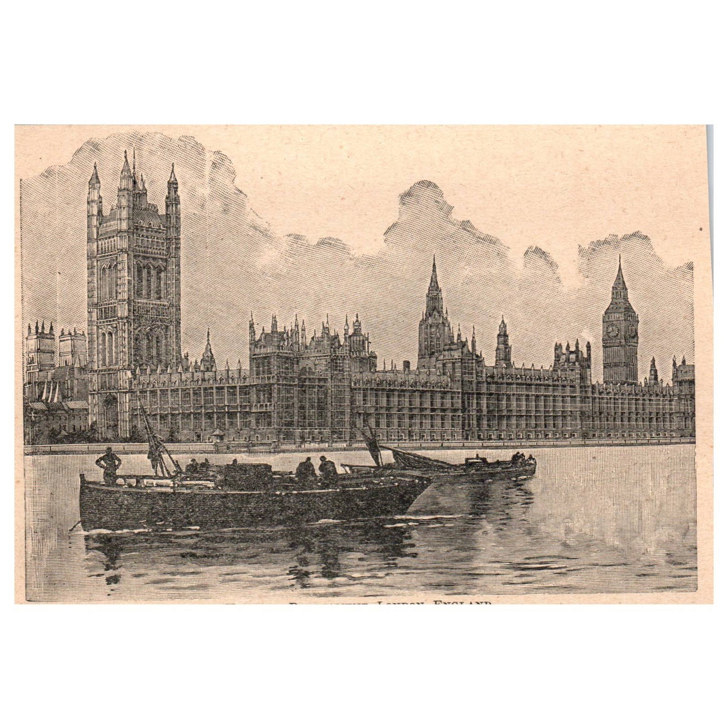 House of Parliament London England 4x6" Original Engraving 1899 TJ8-5