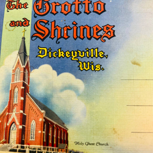 1930s Linen Dickeyville Grotto Dickeyville Wisconsin Fold Out Postcard Book EA2