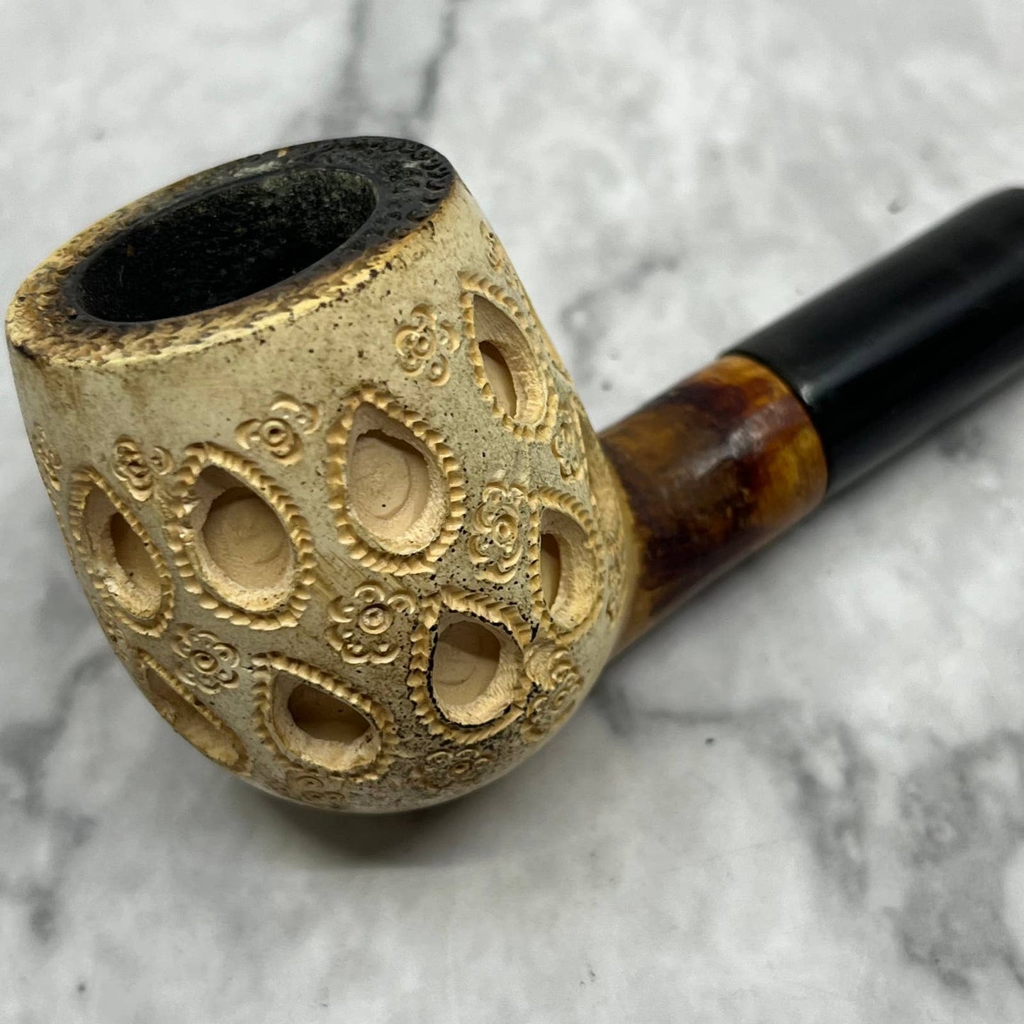 Vintage Straight Apple Lattice Block Estate Smoking Pipe TJ9-1