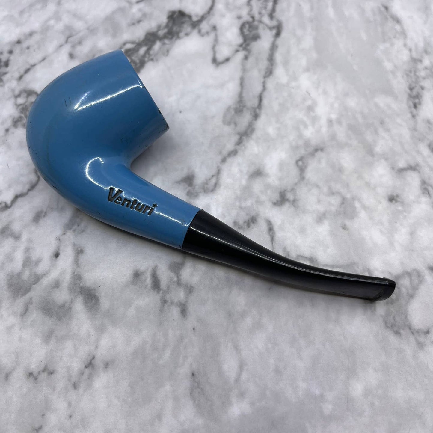 Venturi Estate Pipe Blue Brylon Bent Billiard (Vintage 1970s) TJ4-4