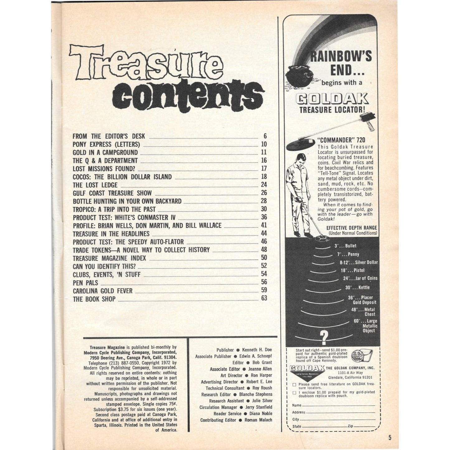 Treasure Magazine - Treasure Hunting Gold Mining Metal Detecting Sep 1972 M4