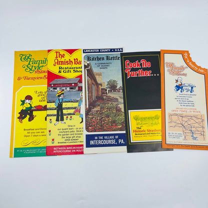 1970s Lot of 5 Lancaster Intercourse PA Restaurant Brochures Flyers SC1