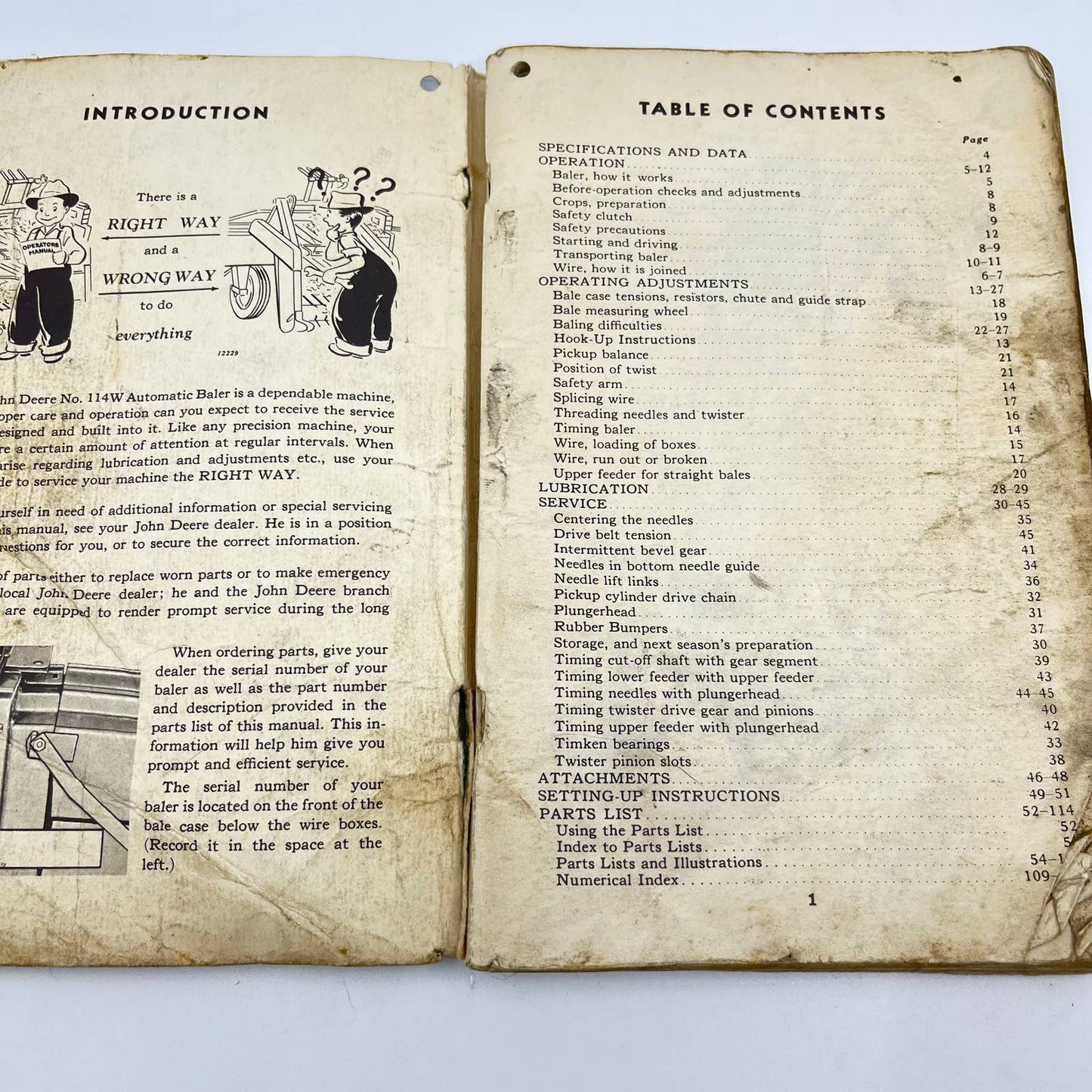 Vtg John Deere No. 114w Automatic Pick-Up Baler Operator's Manual OM-E17-950 TF4
