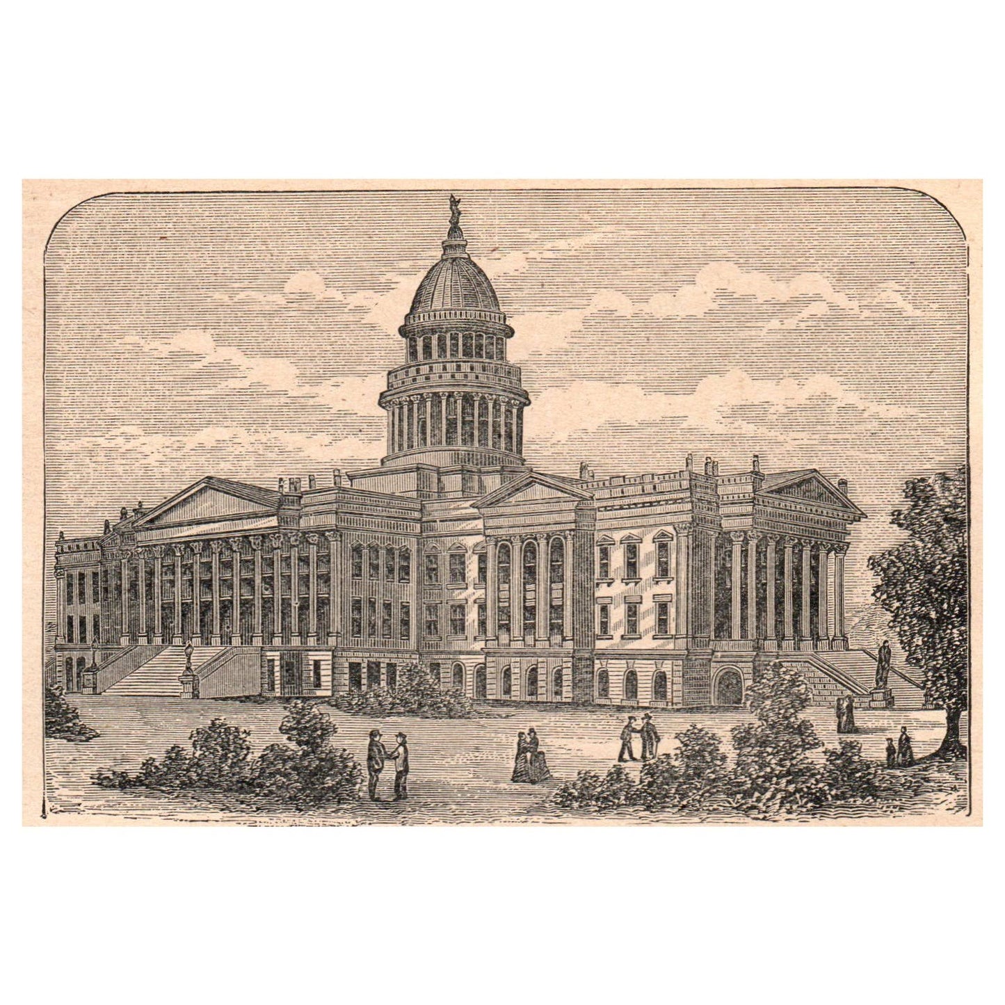 Kansas State Capitol at Topeka 3.5x5" Original Engraving 1899 TJ8-7