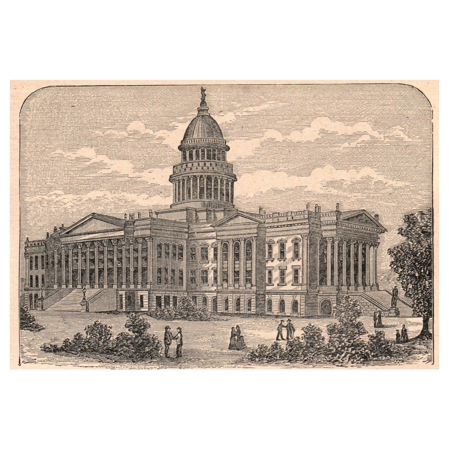 Kansas State Capitol at Topeka 3.5x5" Original Engraving 1899 AK5-H6