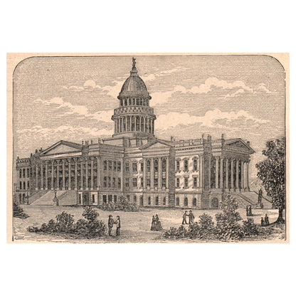 Kansas State Capitol at Topeka 3.5x5" Original Engraving 1899 AK5-H6