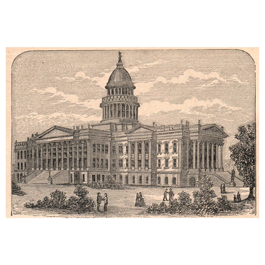 Kansas State Capitol at Topeka 3.5x5" Original Engraving 1899 AK5-H6