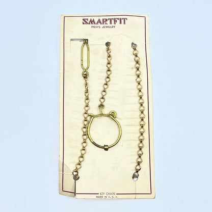 Vintage NOS Smartfit Smart Fit Pocket Watch Fob Key Chain Gold Tone SD5