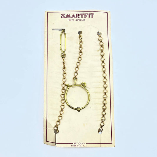 Vintage NOS Smartfit Smart Fit Pocket Watch Fob Key Chain Gold Tone SD5