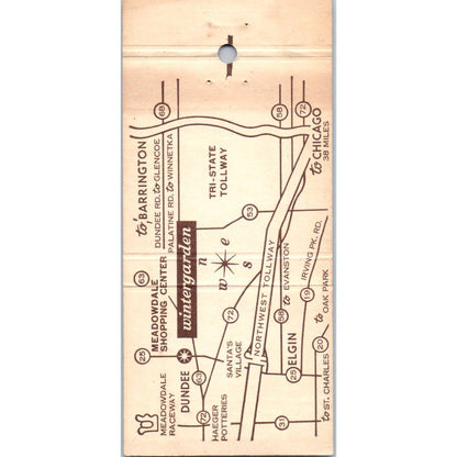 Winter Garden Restaurant Carpentersville IL Advertising Matchbook Cover SA1-M10