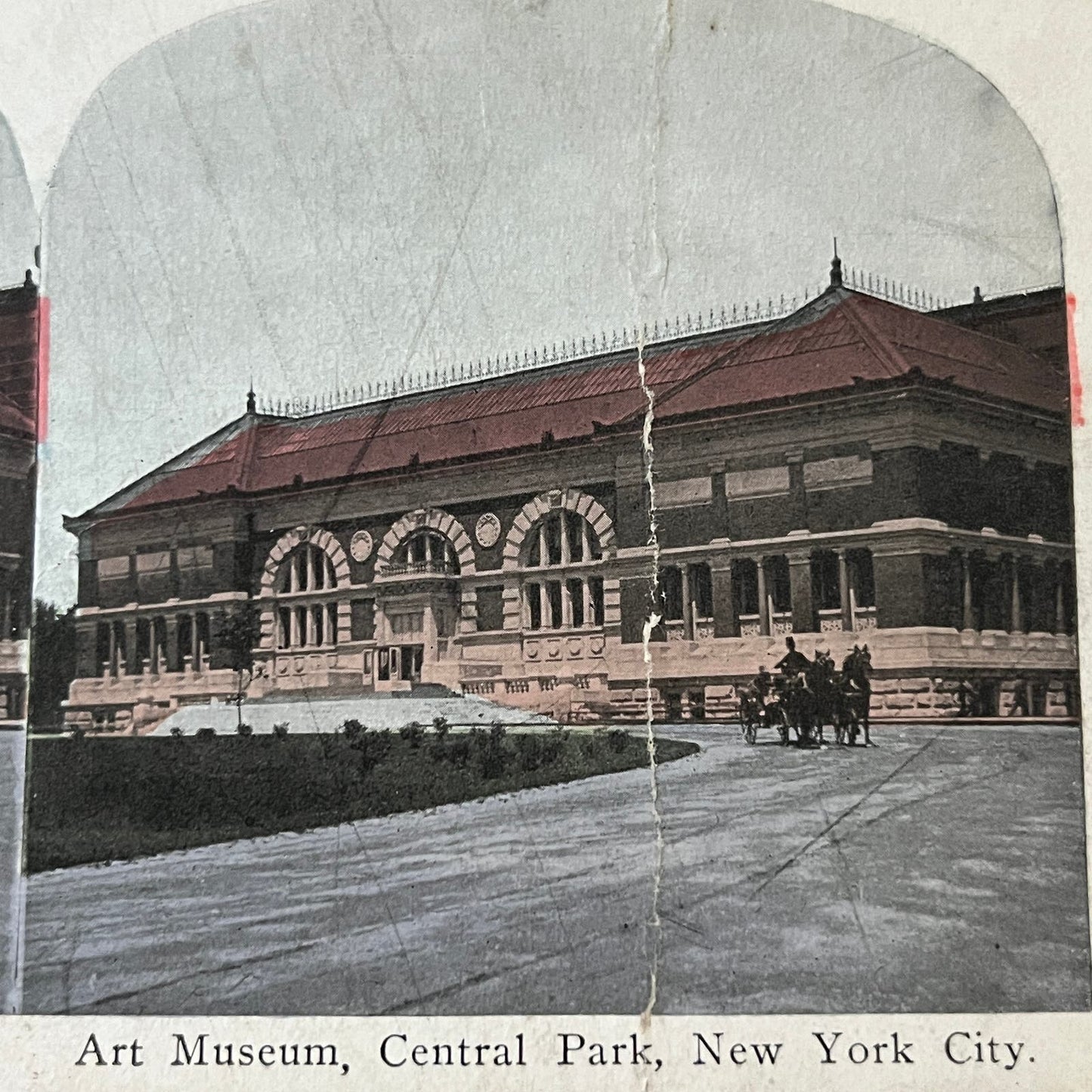 Art Museum Central Park New York City Color Antique Stereoview Card TJ9-V2