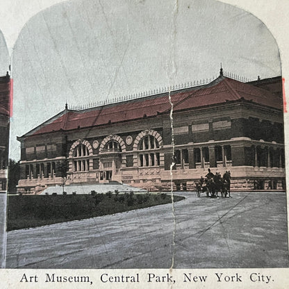 Art Museum Central Park New York City Color Antique Stereoview Card TJ9-V2