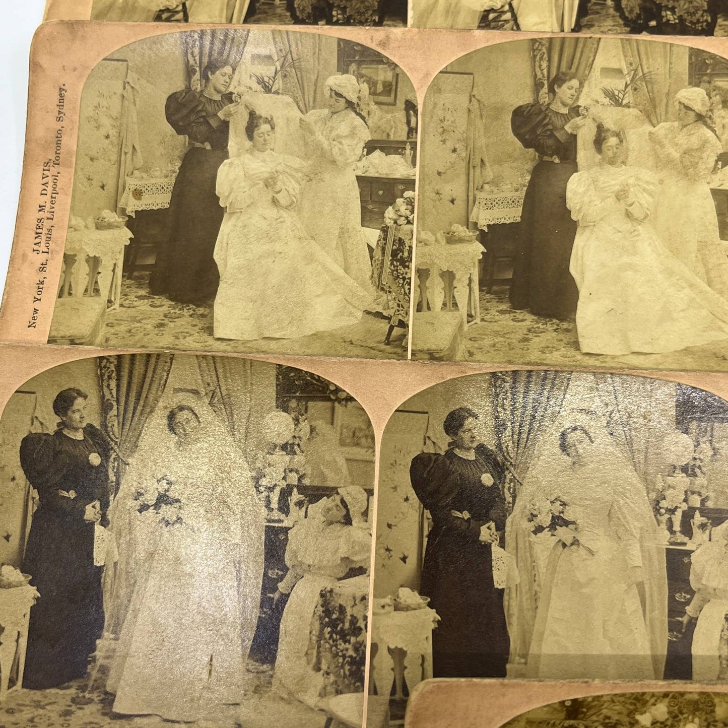 c1900 Lot of 7 Stereo View Cards Featuring VICTORIAN WEDDING TA9