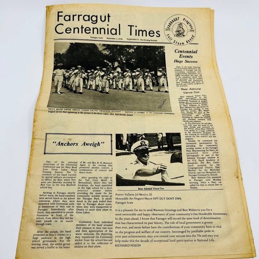 1970 Farragut Centennial Times Supplement Navy Band Parade Farragut Iowa D3