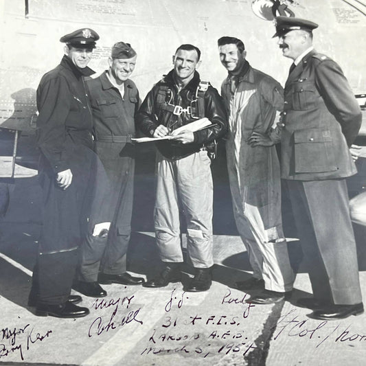 1954 Signed Photo Flight Test Pilot USAF Officers 31st F.I.S. Larson 8x10 AB2