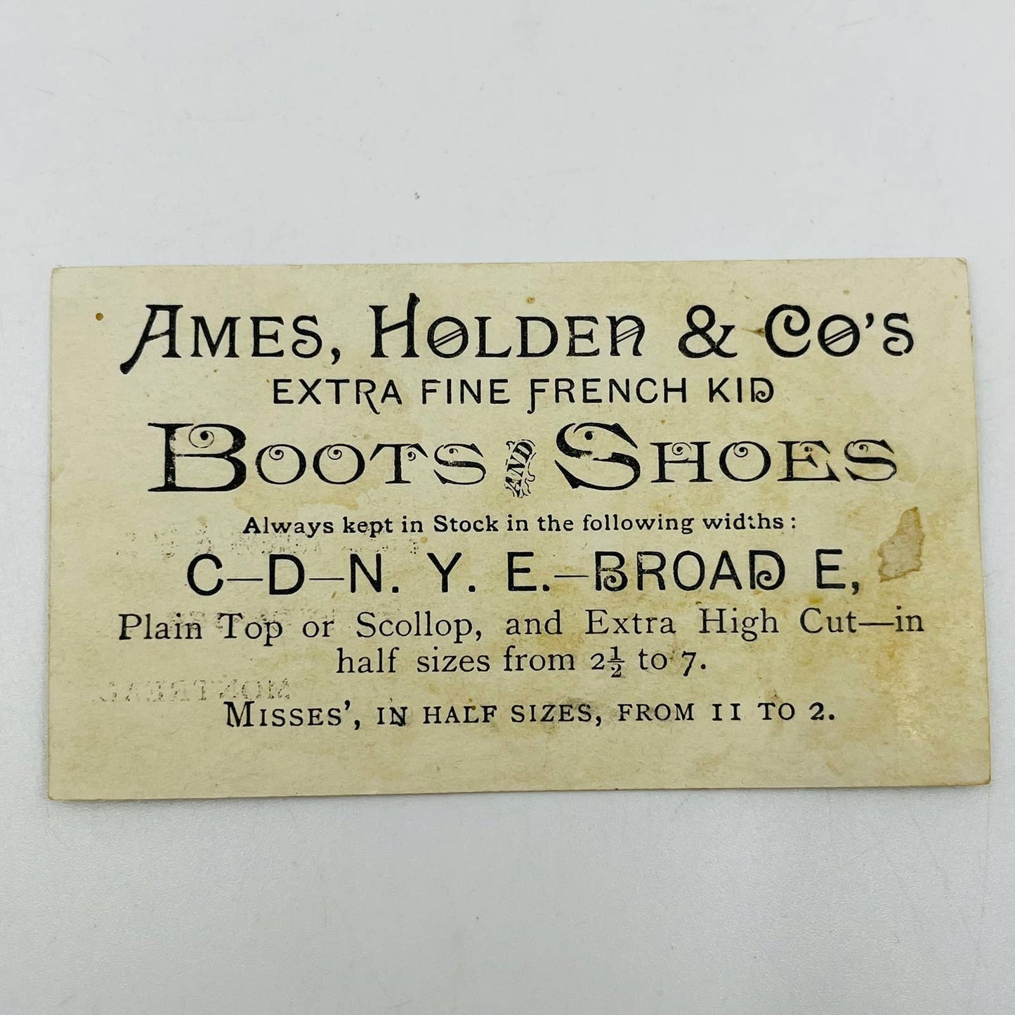 1880s Victorian Trade Card Ames Holden & Co Boots & Shoes Montreal AA2