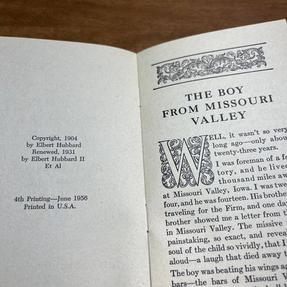 1956 “The Boy From Missouri Valley” Elbert Hubbard Book- Fra Elbertus 3x6 A8