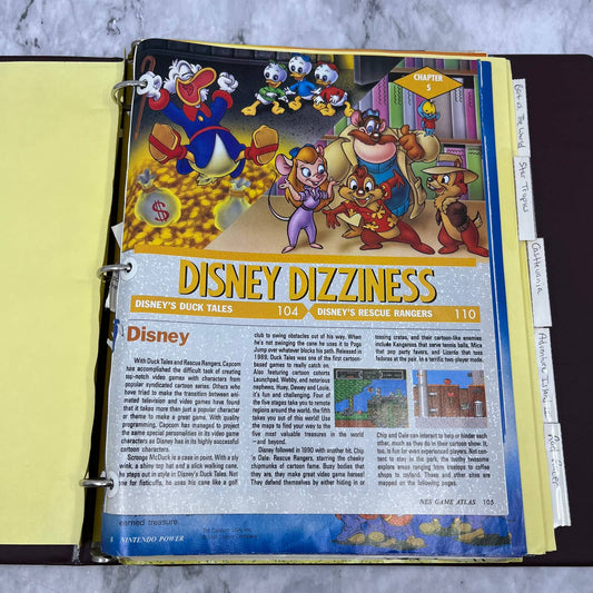 c1989 Binder of Clipped NES Maps and Articles From Nintendo Power Magazine TJ6-3