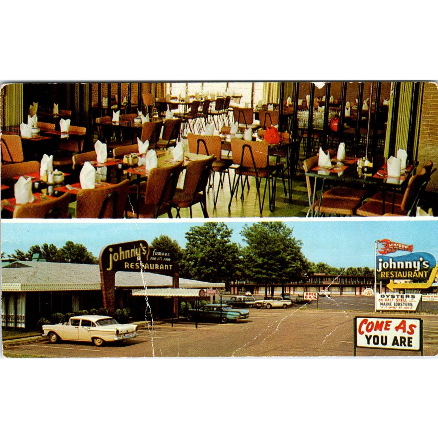 Johnny's Restaurant Hwy 80 Jackson Mississippi - Original Postcard TJ9-P1