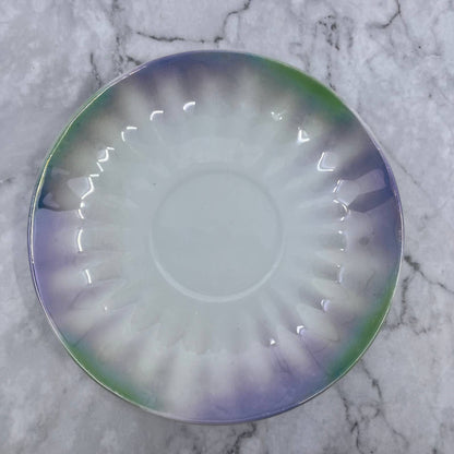 Vtg Fine China Saucer ONLY Bavaria Scallop Iridescent Luster Green Purple TA7-8