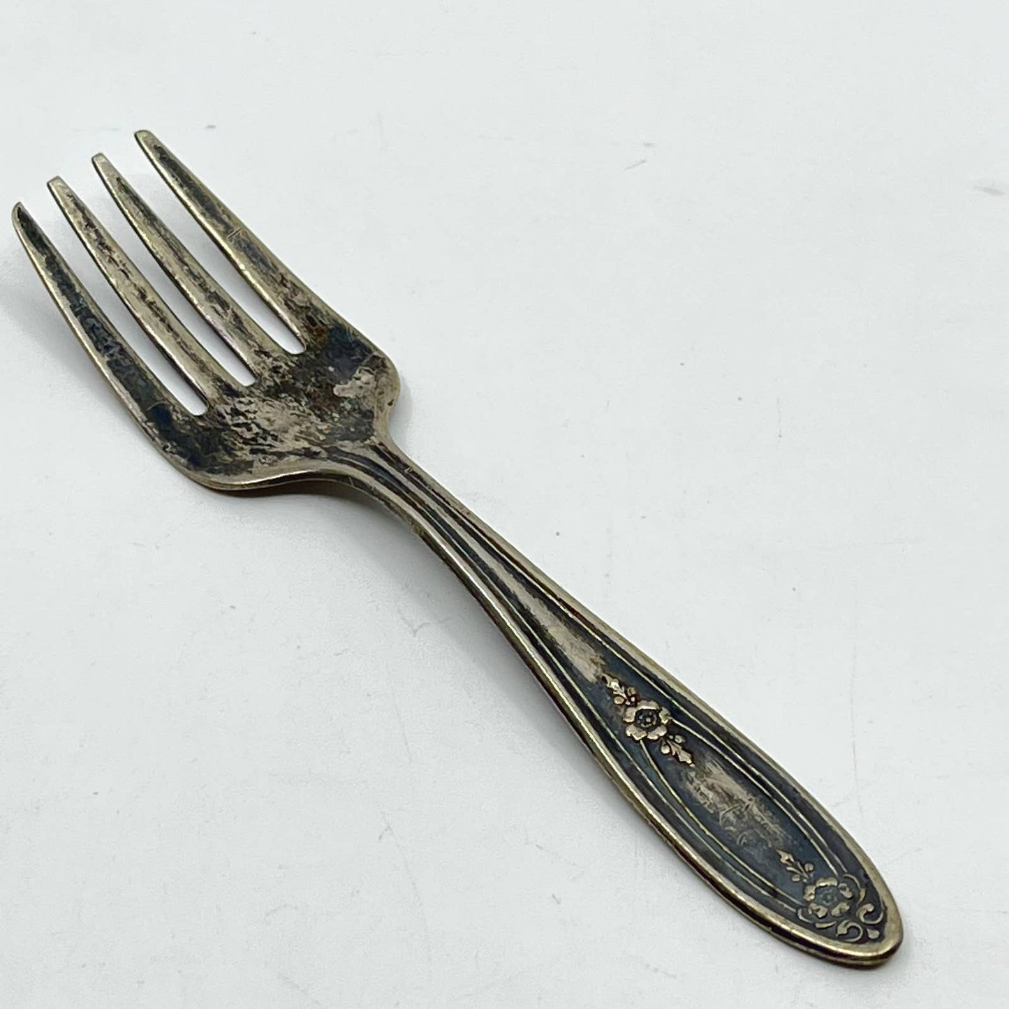 Antique Carlton Silver 1930 BELFORD/NEWPORT Straight Handle Baby Fork 4" SC3