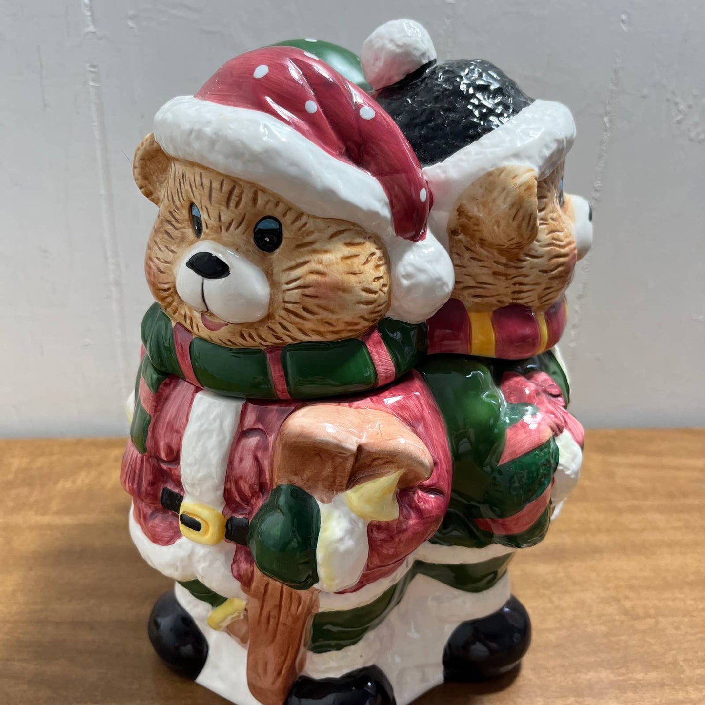 Vintage Everyday Gibson Three Teddy Bear Christmas Holiday 10” Cookie Jar TA6
