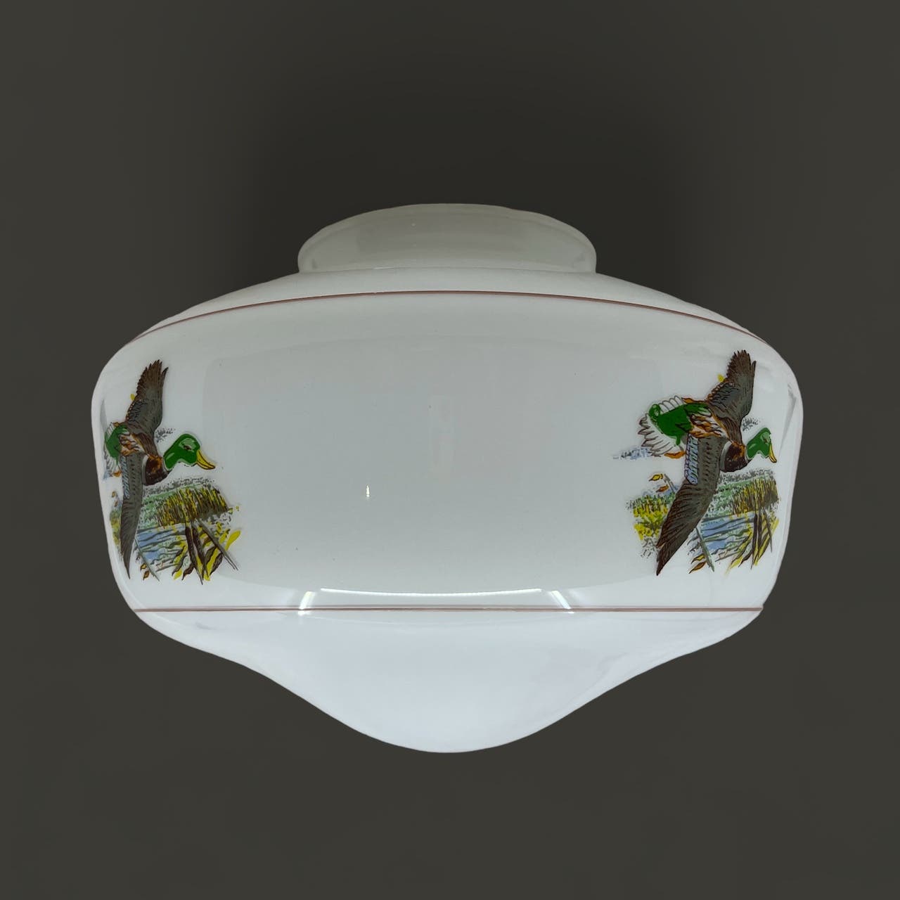 Vtg Mallard Duck Glass Light Shade Fan Replacement Pendant 3.75" Fitter TJ9