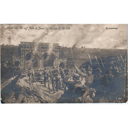 Sturm Der 181 Auf Porte de Douai 1914 Original RPPC Postcard TJ7-RP1