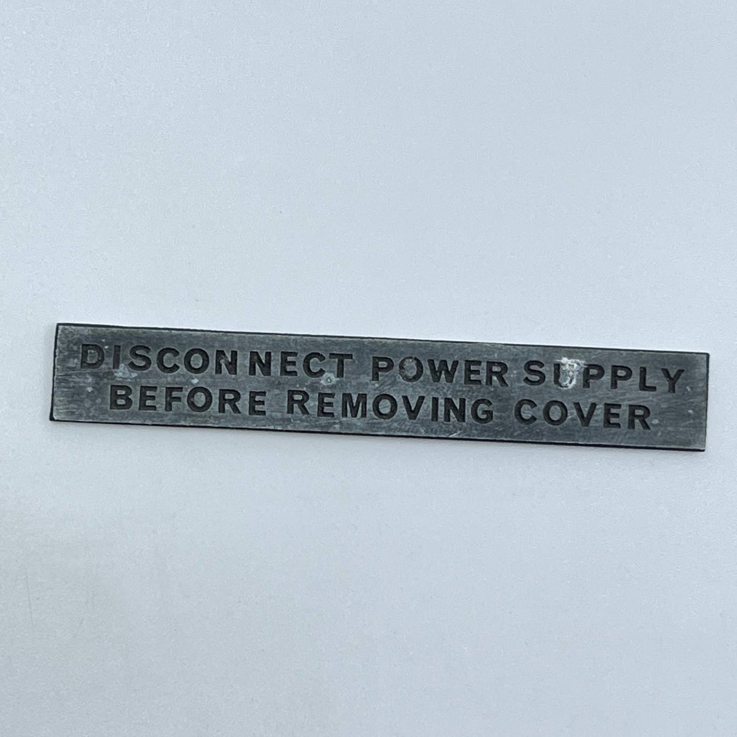 Vtg Disconnect Power Supply Before Removing Cover Print Metal Stamp Typeset SD3